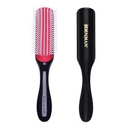 Denman Curly Hair Brush D3 (Schwarz & Rot), 7-reihige Stylingbürste zum Entwirren, Trennen, Formen und Definieren von Locken – für Sie und Ihn von Denman