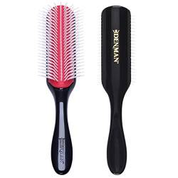 Denman Curly Hair Brush D4 (Black & Red) 9 Row Styling Brush for Styling, Smoothing Longer Hair and Defining Curls - For Women and Men von Denman