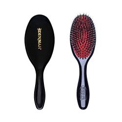 Denman Cushion Hair Brush (Small) with Soft Nylon Quill Boar Bristles - Porcupine Style for Grooming, Detangling, Straightening, Blowdrying and Refreshing Hair – Black, P081S von Denman