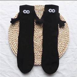 Magnetische Saug-3D-Puppen-Paar-Socken, Hand-in-Hand-Socken, Große Augen, Dekorative Lässige Baumwoll-Crew-Socken Für Damen Und Herren, Neuheit, Lustige Baumwoll-Paar-Socken, Geschenke von Deno