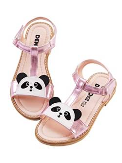 Denokids Mädchen-Sandalen, Panda-Baby-Sandalen, Mädchenschuhe mit 100% PU-Obermaterial, Textilfutter, Thermo-PVC-Sohle, abwischbar, rosa gestreift | 27 Nummer von Denokids