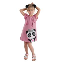 Denokids Mädchenkleid, Baumwolle Jersey Sommerkleid mit Big-Panda Applikation, Stilvolles Kleid Für Mädchen mit Rüschenoberteil, Maschinenwaschbar Bei 30 °C, Sicher Für Kinder, 2 bis 8 Jahre | 4 Alter von Denokids