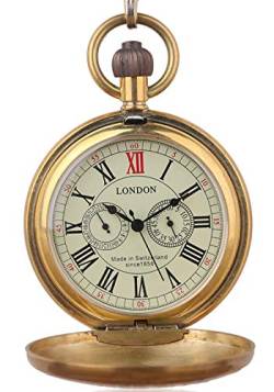Vintage Kupfer Zug London Design Handaufzug Mechanische Taschenuhr Herren Uhren, Kupfer, Mechanisch von Dentily