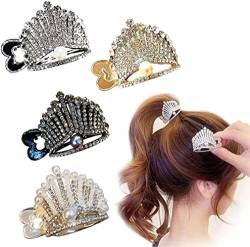 Denxahao Elegante Kronen-Haarnadel Perle Strass Haarnadel festes Haarspangen Anti-Durchhängen-Artefakt für Frauen Glänzende Kristall Mode Haar Accessoires 4 Stück (4pcs) von Denxahao