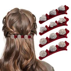 Denxahao Haarspange mit Clips Glitzer Strass-Entenschnabel Haarschmuck Haarspange mit Kristallblume Funkelnde Kristallstein-geflochtene Haarspangen für Damen Mädchen (a-4pcs) von Denxahao