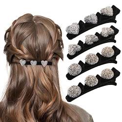 Denxahao Haarspange mit Clips Glitzer Strass-Entenschnabel Haarschmuck Haarspange mit Kristallblume Funkelnde Kristallstein-geflochtene Haarspangen für Damen Mädchen (c--4pcs) von Denxahao