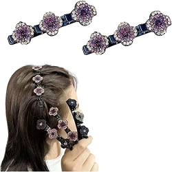 Denxahao Haarspangen Modische Doppellagige Mini-Haarspangen Glitzer-Strass-Doppelschicht-Mini-Haarspangen Süßes Styling-Haar-Accessoires für Frauen (01-2pcs) von Denxahao