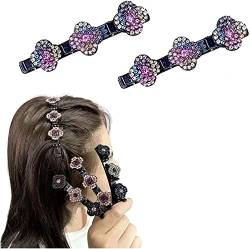 Denxahao Haarspangen Modische Doppellagige Mini-Haarspangen Glitzer-Strass-Doppelschicht-Mini-Haarspangen Süßes Styling-Haar-Accessoires für Frauen (02-2pcs) von Denxahao