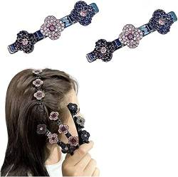 Denxahao Haarspangen Modische Doppellagige Mini-Haarspangen Glitzer-Strass-Doppelschicht-Mini-Haarspangen Süßes Styling-Haar-Accessoires für Frauen (03-2pcs) von Denxahao