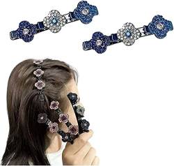 Denxahao Haarspangen Modische Doppellagige Mini-Haarspangen Glitzer-Strass-Doppelschicht-Mini-Haarspangen Süßes Styling-Haar-Accessoires für Frauen (04-2pcs) von Denxahao