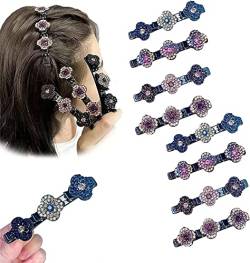 Denxahao Haarspangen Modische Doppellagige Mini-Haarspangen Glitzer-Strass-Doppelschicht-Mini-Haarspangen Süßes Styling-Haar-Accessoires für Frauen (8pcs) von Denxahao