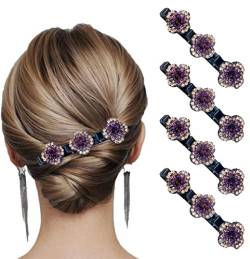 Denxahao Haarspangen Modische Doppellagige Mini-Haarspangen Glitzer-Strass-Doppelschicht-Mini-Haarspangen Süßes Styling-Haar-Accessoires für Frauen (b-4pcs) von Denxahao