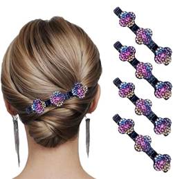 Denxahao Haarspangen Modische Doppellagige Mini-Haarspangen Glitzer-Strass-Doppelschicht-Mini-Haarspangen Süßes Styling-Haar-Accessoires für Frauen (d-4pcs) von Denxahao