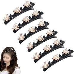 Denxahao Satin Stoff Haarbänder Rutschfeste Haarspangen Haarspange Mit Kristallblume, Geflochtene Haarspange mit Strasssteinen für Frauen (e-6pcs) von Denxahao