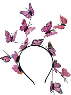 Denxahao Schmetterling Haarband Schmetterlings-Stirnbänder für Cocktail Tee Party Karneval Kostüm Accessoires Party Stirnband für Hochzeit Foto Requisite Kopfschmuck (C) von Denxahao