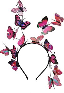 Denxahao Schmetterling Haarband Schmetterlings-Stirnbänder für Cocktail Tee Party Karneval Kostüm Accessoires Party Stirnband für Hochzeit Foto Requisite Kopfschmuck (H) von Denxahao