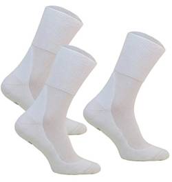 3 Paar Diabetiker Socken ohne Gummibund MEDIC DEO COTTON. Extra Weit Baumwolle Medizin Socken Herren und Damen (38-40, 3 Paar: Weiß) von DeoMed
