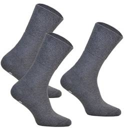 3 Paar Diabetiker Socken ohne Gummibund MEDIC DEO COTTON. Extra Weit Baumwolle Medizin Socken Herren und Damen (44-46, 3 Paar: Graphit) von DeoMed