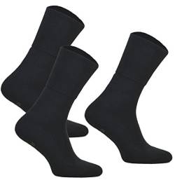 3 Paar Diabetiker Socken ohne Gummibund MEDIC DEO COTTON. Extra Weit Baumwolle Medizin Socken Herren und Damen (44-46, 3 Paar: Schwarz) von DeoMed