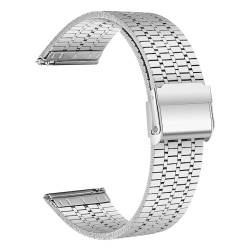 Deolven Edelstahl Uhrenarmband, Mesh Metall Uhrenarmbänder für Herren und Damen, Schnellspanner Armband für Smartwatch und Traditionelle Uhr, Uhrband 20mm Silber von Deolven