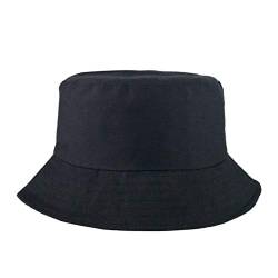 Deolven Fischerhüte,Fischer Hut Baumwolle & Polyester Becken Kappe Fischerhut Bucket Hat Sonnenhut Fishermütze für Kinder Junge Madchen Unisex Camping Wandern Angeln Jagd 52-54CM Schwarz von Deolven