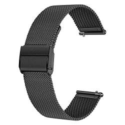 Deolven Metall Uhrenarmbänder, Schnellspanner Armbänder Milanaise Uhrenarmband für Herren und Damen Smartwatch und Traditionelle Uhr,14mm Schwarz von Deolven