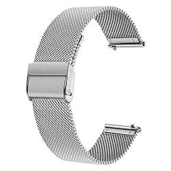 Deolven Metall Uhrenarmbänder, Schnellspanner Armbänder Milanaise Uhrenarmband für Herren und Damen Smartwatch und Traditionelle Uhr,18mm Silber von Deolven