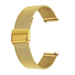 Deolven Metall Uhrenarmbänder, Schnellspanner Armbänder Milanaise Uhrenarmband für Herren und Damen Smartwatch und Traditionelle Uhr,20mm Gold von Deolven