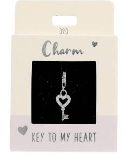 Depesche 11785-090 Charms Express yourself - Anhänger für Halsketten und Armband, Herzschlüssel, versilbert, als kleines Geschenk von Depesche