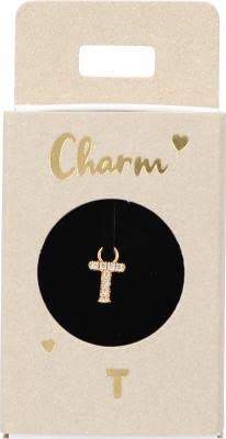 Depesche 11834-018 Charm Buchstabe T, vergoldeter Anhänger für Halsketten, Armband und Ohrringe, ideal als kleines Geschenk von Depesche