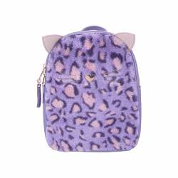 Depesche 12151 TOPModel Lilac Leo Love - Rucksack für Kinder mit Leo-Muster in Lila, Plüsch und Ohren, Tasche mit verstellbaren Trägern und Anhänger von Depesche