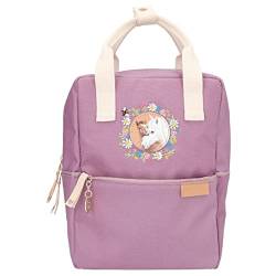 Depesche 12165 Miss Melody Farm House-Rucksack für Kinder in Lila, mit Pferde-Motiv und Blumen-Stickerei, Tasche mit verstellbaren Trägern und Anhänger von Depesche