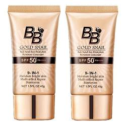 2-in-1 Aufhellende BB-Creme, Sonnenschutz, BB-Creme, LSF 50, Concealer, BB-Creme vor der Grundierung, Make-up, feuchtigkeitsspendend, leicht, wasserdicht, schweißfest, natürliche Farbe (2 Stück) von Depploo