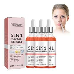 5-in-1-Gesichtsserum, 30 ml Advanced Collagen Boost Anti-Aging-Serum, reduziert Falten Gesichtsserum, Gesichtsserum mit Hyaluronsäure und Niacinamid, Vitamin C Aufhellungsserum (3 Stück) von Depploo