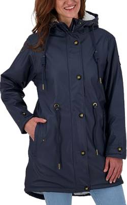 Deproc Active Damen Friesennerz Regenmantel Kapuze Wasserdicht Wetterfest Windbreaker Übergangsjacke #ankerglutliebe Regenjacke, Navy, 40 von DEPROC-Active