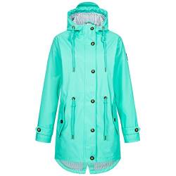 Deproc Active Damen Friesennerz Regenmantel Kapuze Wasserdicht Wetterfest Windbreaker Übergangsjacke #ankerglutliebe Regenjacke, Turquoise, 38 von DEPROC-Active