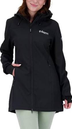 Deproc Active Damen Leichter Softshellmantel Kurzmantel mit Kapuze Übergangsjacke CAVELL Long II Softshelljacke, Black, 52 Größen von Deproc Active