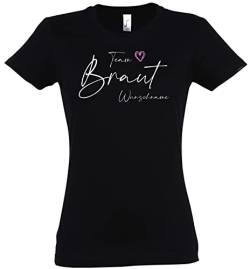 Personalisiertes JGA T-Shirt Frauen, Braut & Team Braut mit Wunschnamen, Junggesellinnenabschied Shirt, Hochzeit Geschenk für die Braut Brautjungfern Trauzeugin von Deqosy