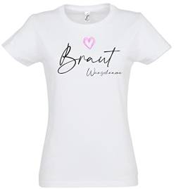 Personalisiertes JGA T-Shirt Frauen, Braut & Team Braut mit Wunschnamen, Junggesellinnenabschied Shirt, Hochzeit Geschenk für die Braut Brautjungfern Trauzeugin von Deqosy