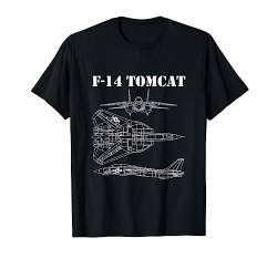 Vintage Weiß F14 Tomcat Flugzeug Schematic F-14 Jet T-Shirt von Der Salzige Veteran
