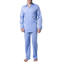 DEREK ROSE Herren Pyjama blau Baumwolle unifarben Classic Fit von Derek Rose