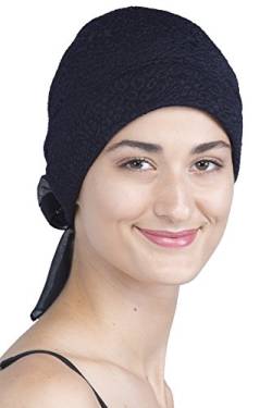 Deresina Brokat Kopftuch Mit Georgette fur Haarverlust (Navy) von Deresina Headwear