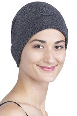 Deresina Brokat Kopftuch Mit Satin-Rose fur Haaverlust, Krebs, Chemotherapie (Padded Grey) von Deresina Headwear