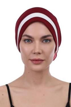Deresina Chemo Kopfbedeckung Gepolsterte Turban (Burgund/Cream) von Deresina Headwear