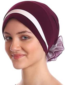 Deresina Chemo Kopfbedeckung Gepolsterte Turban (Mulberry/Cream) von Deresina Headwear