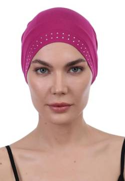 Deresina Damen-Haube aus Bambus, einfarbig oder mit Schmucksteinen besetzt, für Haarausfall, Chemo-Kopfbedeckung, cherry, Einheitsgröße von Deresina Headwear