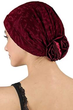 Deresina Headwear Brocade elegante Schlauchtuch mit Satin-Rose bei Haarausfall von Deresina Headwear