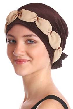 Deresina Headwear Gerafft und Perlen Elegante Kopfbedeckung für Haarverlust (Braun/Beige) von Deresina Headwear