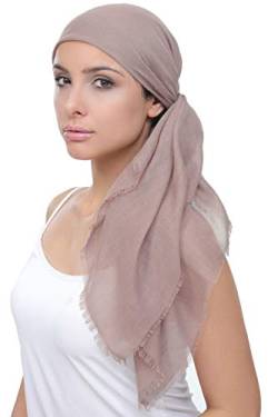 Deresina Headwear Quadratische Cuatro Estaciones Kopftuch Für Haarverlust, Krebs, Chemotherapie (Beige Leinenstruktur) von Deresina Headwear