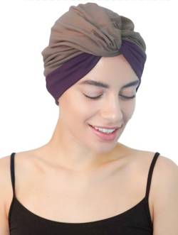 Deresina Headwear Twisted Front Turban for Chemo - (Mink - Mulberry) von Deresina Headwear